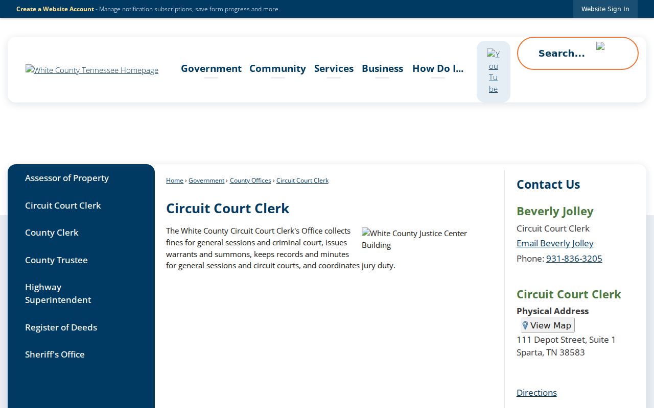 White County arrest warrant reference for the Circuit Court Clerk