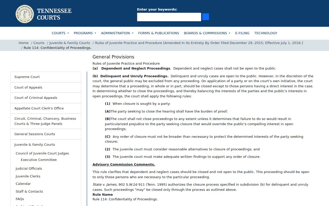 White County warrant record access reference for juvenile confidentiality