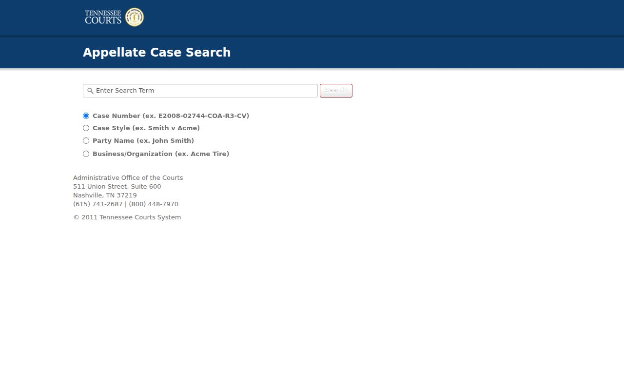 White County warrant search reference showing the Tennessee appellate-only search