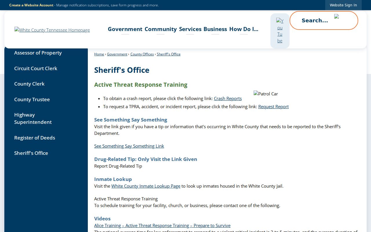 White County most-wanted and warrant information directing readers to the Sheriff’s Office